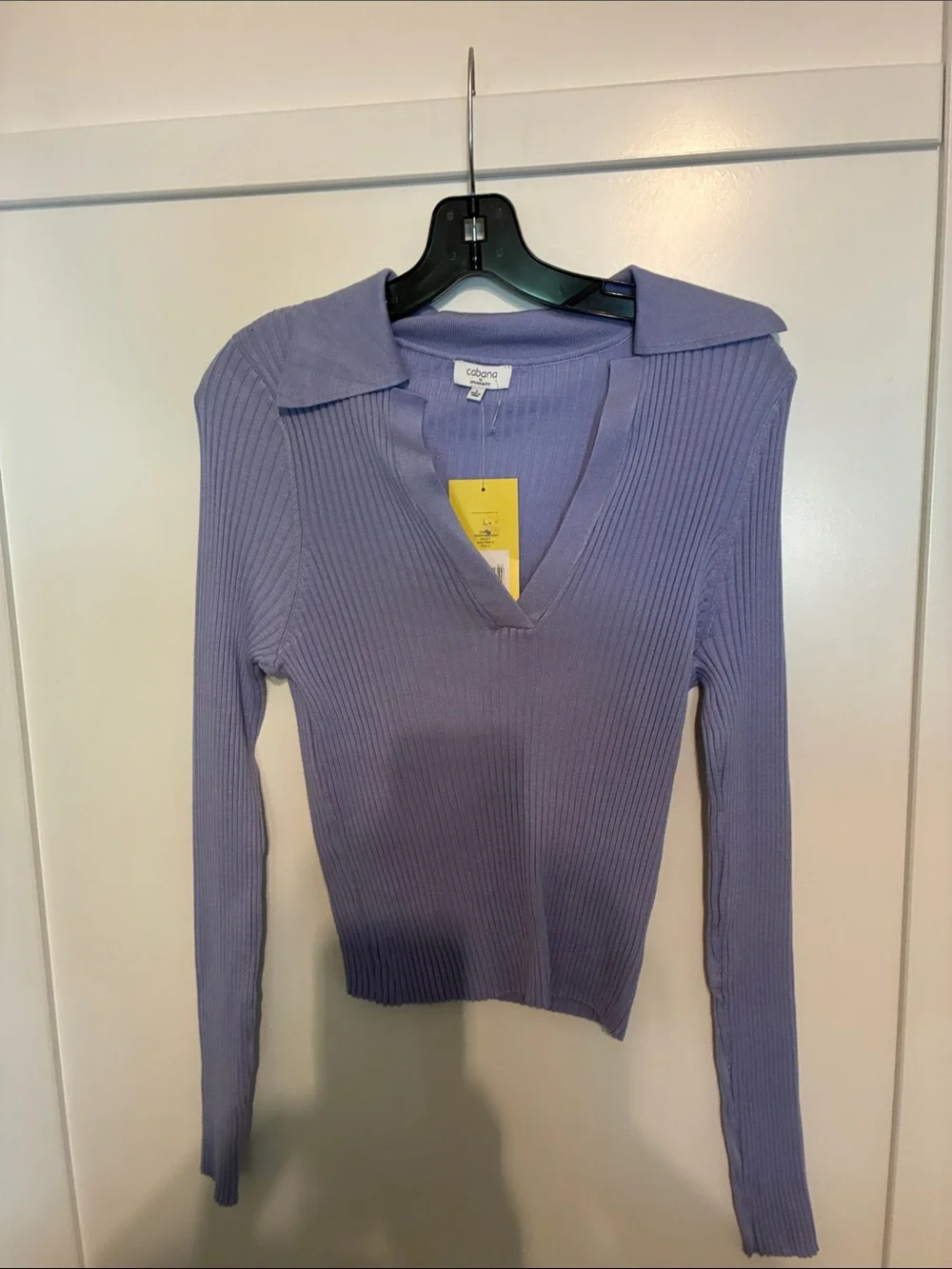 Cabana Life Lavender Ribbed V-Neck Long Sleeve Top